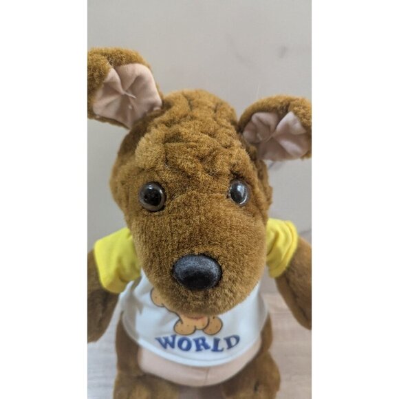 Vintage Kangaroo plush Toy With "Love The World" Shirt  10" - Picture 2 of 8